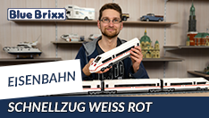 Youtube: Weiß-roter Schnellzug von BlueBrixx - fast zwei Meter Eisenbahnspaß!