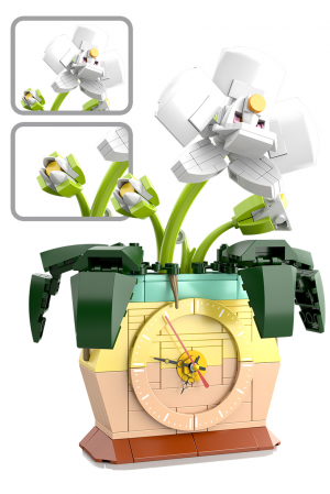 Orchid in flowerpot incl. clock