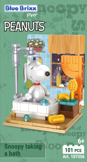 Snoopy taking a bath