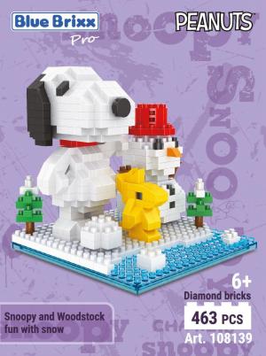 Snoopy and Woodstock fun with snow (diamond blocks)