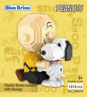 Charlie Brown cuddles with Snoopy (diamond blocks)