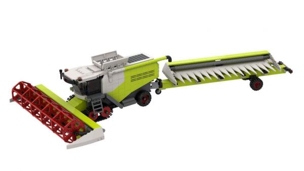 Combine harvester with trailer and extra cutting unit