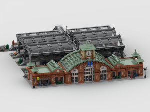 Modularer Hauptbahnhof: Haupthalle mit schmalen Bahnsteig