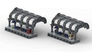 Modularer Hauptbahnhof: Bahnsteige Breit mit altem Dach Seitensegment (2 in 1)