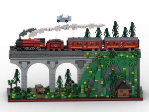 Diorama Steam Locomotive on Viaduct