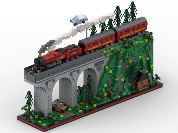 Diorama Steam Locomotive on Viaduct