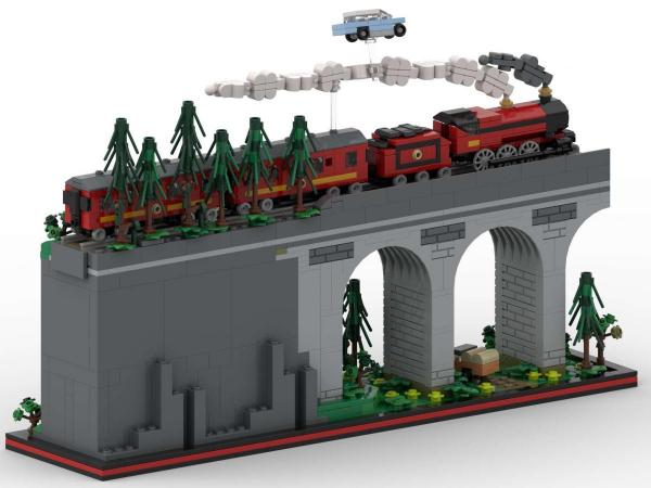 Diorama Steam Locomotive on Viaduct