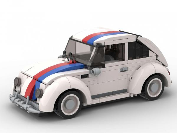 Classic small car with rally stripes