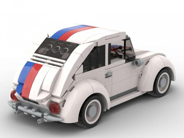 Classic small car with rally stripes