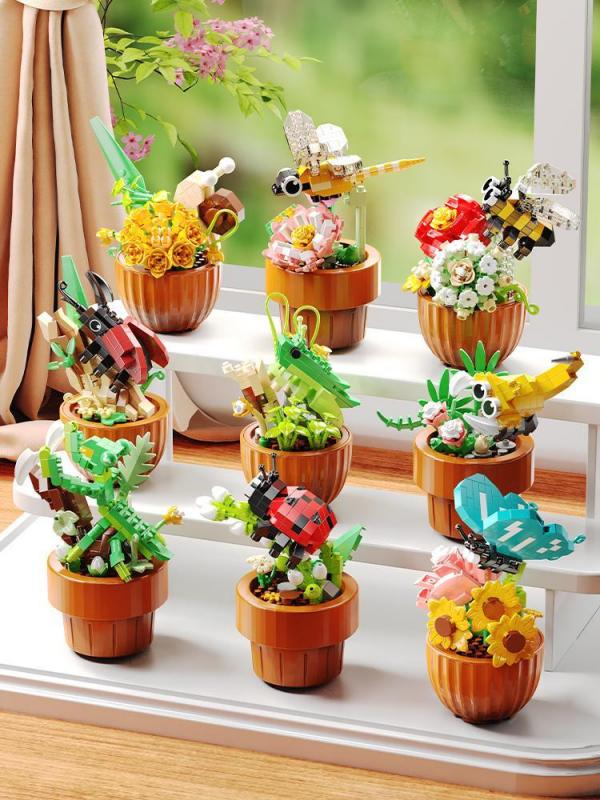 Potted plants with insects (diamond blocks)