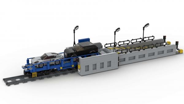 Autoauffahrtermial mit Autotransportwaggon (8w)