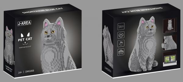 Russian blue cat (diamond blocks)