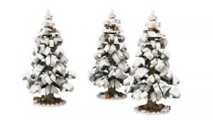 Fir trees in winter, set of 3