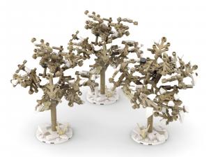 Plum tree in winter, set of 3